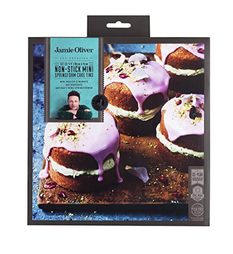 Jamie Oliver Gama jb1030 Bakeware Antiadherente Mini Molde para Tartas – Acero al Carbono, Puerto Azul, Juego de 4