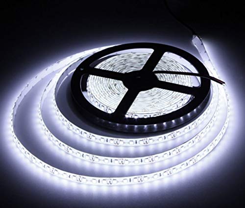 JANDEI - Tira LED 12V 600LED Bobina 5 Metros IP65 Exterior SMD2835 Base Adhesiva De Alta Calidad 3M. Corte Cada 25 Milímetros. 12 Vatios Metro [Clase de eficiencia energética A+] (6000K)