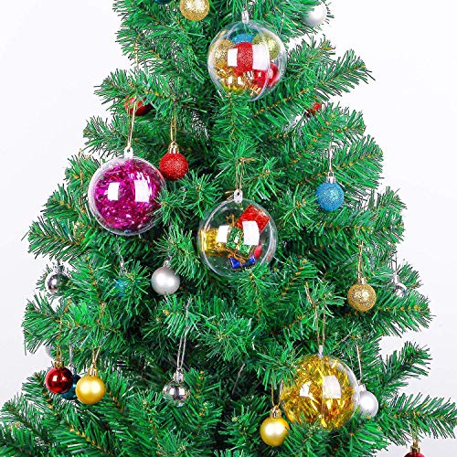 Jangostor 20 Piezas Bolas de Navidad, 40 mm, 60 mm, 80 mm, 100 mm Bola de Adornos navideños, Decoraciones de Navidad rellenables de plástico DIY Bolas de árbol Bolas artesanales Bola Transparente