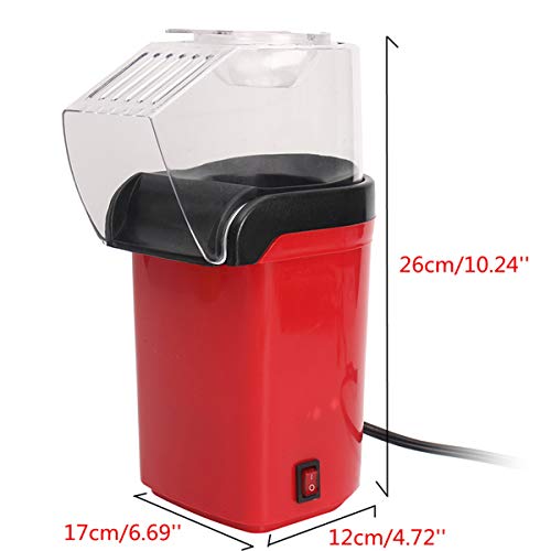 Janolia Máquina eléctrica de Palomitas de maíz Air, 1200 W, Color Rojo, con Taza medidora, Bajas calorías, Saludable, sin Grasa, Ideal para el hogar, Cine, Restaurante, Hotel, Rojo