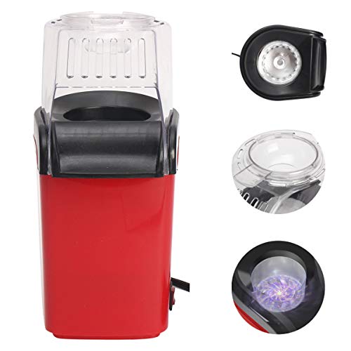 Janolia Máquina eléctrica de Palomitas de maíz Air, 1200 W, Color Rojo, con Taza medidora, Bajas calorías, Saludable, sin Grasa, Ideal para el hogar, Cine, Restaurante, Hotel, Rojo