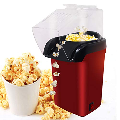Janolia Máquina eléctrica de Palomitas de maíz Air, 1200 W, Color Rojo, con Taza medidora, Bajas calorías, Saludable, sin Grasa, Ideal para el hogar, Cine, Restaurante, Hotel, Rojo
