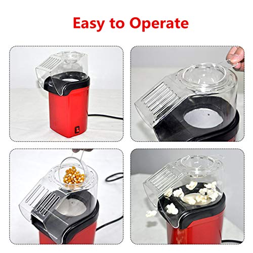 Janolia Máquina eléctrica de Palomitas de maíz Air, 1200 W, Color Rojo, con Taza medidora, Bajas calorías, Saludable, sin Grasa, Ideal para el hogar, Cine, Restaurante, Hotel, Rojo