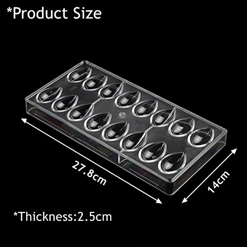 Janolia Moldes de chocolate en forma de gotas de agua, moldes duros de caramelo, moldes de policarbonato para chocolate y caramelos de chocolate hechos en casa