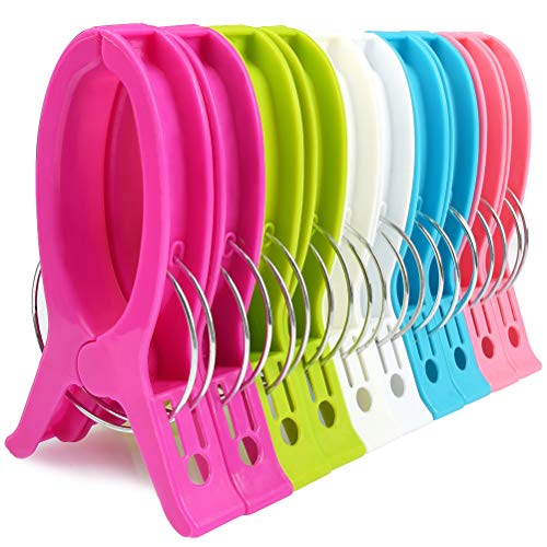 JAOMON - 10 Pinzas Grandes para Toallas de Playa para Tumbonas, Resistentes al Viento y Resistentes al Viento, Pinzas de Plástico para Toallas