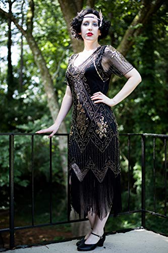 JaosWish Fancy Dress Gatsby 1920 aleta de las mujeres del vestido de lentejuelas de la vendimia de la franja de moldeado del Art Deco con la manga de Prom Party