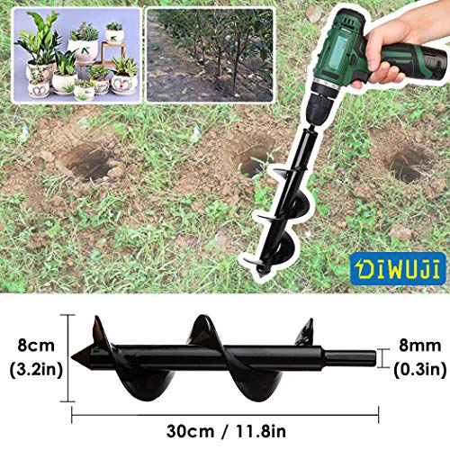 Jardín Excavadora de Taladro, Cultivador de Suelo Broca, Caña del Hex Inoxidable, Taladro sembradoras para ahoyadora Profundamente, Herramientas para Flor Plantando árboles Arbustos (Diá:8cm L:30 cm)