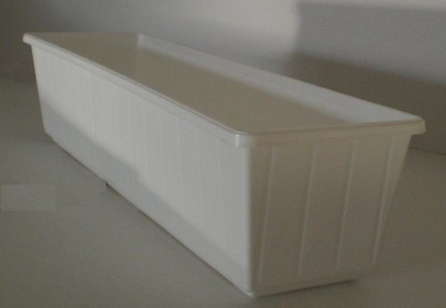 Jardinera de plástico para balcón, 100 cm, color blanco
