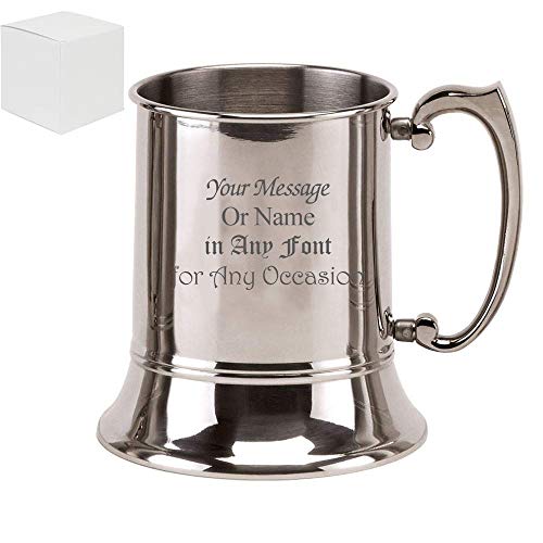 Jarra de metal de pinta grabada personalizada, en caja de regalo, personalizable con cualquier mensaje para cualquier ocasión