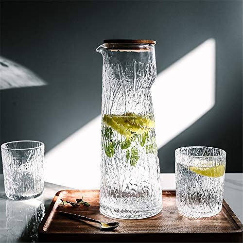 Jarra de vidrio, botella de envase de bebida, kit de hervidor de agua con diseño de árbol de 1L, para agua caliente/fría, té helado, bebidas mixtas, jugo, bebidas,B