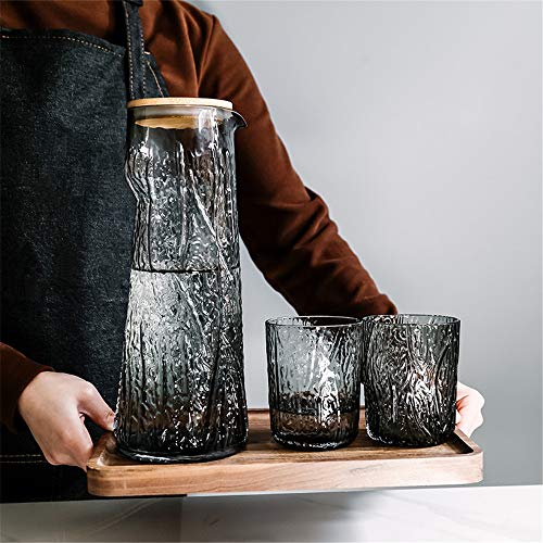 Jarra de vidrio, botella de envase de bebida, kit de hervidor de agua con diseño de árbol de 1L, para agua caliente/fría, té helado, bebidas mixtas, jugo, bebidas,B