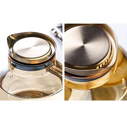 Jarra de vidrio, jarra de agua de 1.6L, botella de envase de bebida de jugo, kit de jarra de mesa de comedor, para jarra de agua de vino té helado,A
