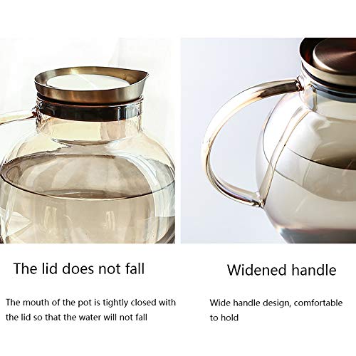 Jarra de vidrio, jarra de agua de 1.6L, botella de envase de bebida de jugo, kit de jarra de mesa de comedor, para jarra de agua de vino té helado,A