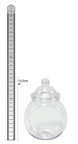 JARROS PLÁSTICOS. PAQUETE DE 19 DE PLÁSTICO TRANSPARENTE DE frascos vacíos tamaños surtidos con decoración de estilo victoriano TAPAS de Britten y James®.