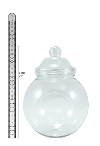 JARROS PLÁSTICOS. PAQUETE DE 19 DE PLÁSTICO TRANSPARENTE DE frascos vacíos tamaños surtidos con decoración de estilo victoriano TAPAS de Britten y James®.