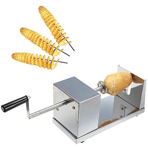 Jasemy - Cortador de patatas en espiral de acero inoxidable, para verduras, patas de goma para frutas, patatas, patatas tornadas, patatas fritas, pepinos o zanahorias