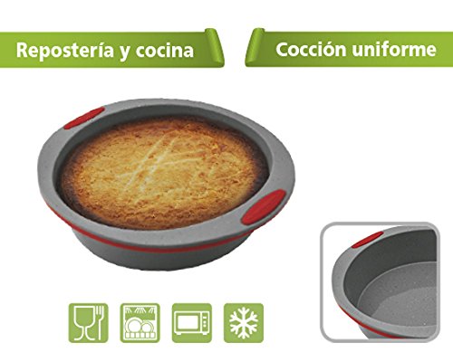 Jata Hogar Molde para repostería y Cocina, Silicona, modelo MC65, Gris y Rojo, 23 cm
