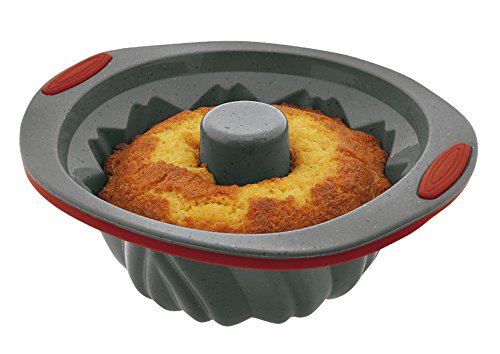 Jata Hogar Molde para roscón, modelo MC61, Silicona, Gris/Rojo, 21 cm
