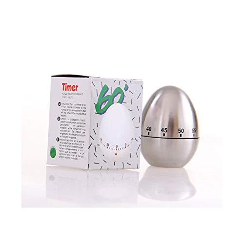 Jayron JR-WG015 - Temporizador de cocina para huevos (acero inoxidable, con forma de huevo, 60 minutos, temporizador de cuenta atrás para cocinar