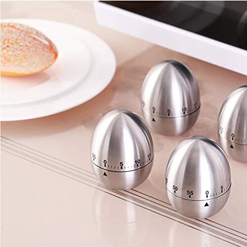 Jayron JR-WG015 - Temporizador de cocina para huevos (acero inoxidable, con forma de huevo, 60 minutos, temporizador de cuenta atrás para cocinar