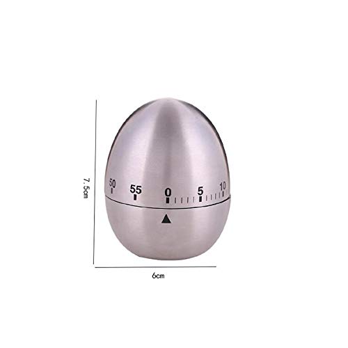 Jayron JR-WG015 - Temporizador de cocina para huevos (acero inoxidable, con forma de huevo, 60 minutos, temporizador de cuenta atrás para cocinar