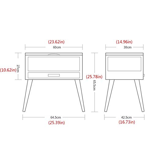 Jcnfa-Mesas Vitrina De Vidrio Templado De Color De Registro, Joyería/Vitrina De Cerámica, Mesa Auxiliar De Cajones, Mesita De Noche (Color : Wood, Size : 23.62 * 14.96 * 25.78in)