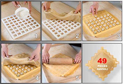 JD Europe - Molde para raviolis (49 unidades, 49 raviolíes)