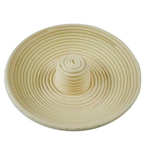 JEELINBORE Cuenco para masas Pequeña y Funda de Lino Cesta para Masa y fermentación de Pan (Cesta Circular Hueca + Funda Circular Hueca, 29 * 6.5cm)