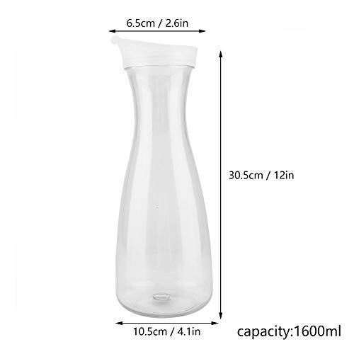 Jeffergarden Botella de Jugo Transparente Acrílico Botella de Jugo Transparente Botella de Agua Jarra de Jugo con Hielo y Tapa fría para Bar Uso en el hogar (1600ml)