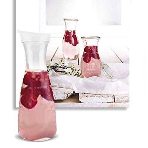 Jeffergarden Botella de Jugo Transparente Acrílico Botella de Jugo Transparente Botella de Agua Jarra de Jugo con Hielo y Tapa fría para Bar Uso en el hogar (1600ml)