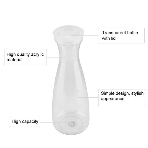 Jeffergarden Botella de Jugo Transparente Acrílico Botella de Jugo Transparente Botella de Agua Jarra de Jugo con Hielo y Tapa fría para Bar Uso en el hogar (1600ml)
