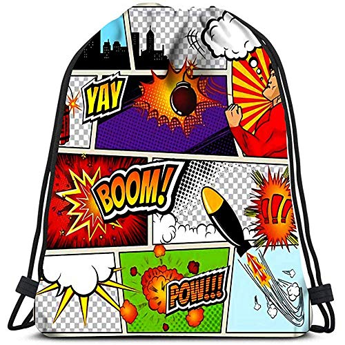 jenny-shop Mochilas con cordón Mochila Plantilla de cómics Bocadillo de diálogo Retro Burbujas de Viaje Bolsas de Gimnasia de Viaje