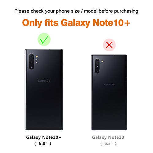Jenuos Funda Samsung Note 10 Plus/Note 10+ 5G, Funda Libro de Cuero Genuino con Tapa Cartera Tarjetas y Cierre Magnético Soporte Protección Carcasa para Samsung Galaxy Note 10 Plus-Negro(N10P-EG-BK)