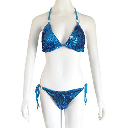 JERFER Bikini Set Mujer Swimsuit Rhinestone Lentejuelas Cristal Diamante Hacer Subir Trajes de Baño