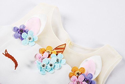 JerrisApparel Disfraz Unicornio Niña Volantes Flor Boda Partido Princesa Vestido (7-8 años, Lila)