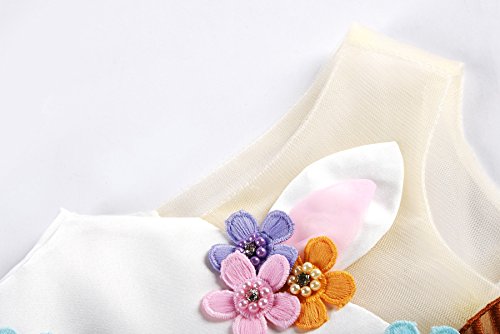 JerrisApparel Disfraz Unicornio Niña Volantes Flor Boda Partido Princesa Vestido (7-8 años, Lila)