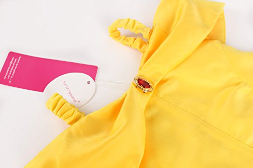 JerrisApparel Princesa Belle Disfraz Niñas Capa de pastel vestido de fiesta (amarillo, 7 años / Tamaño Fabricante: 140)