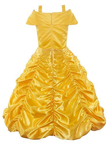 JerrisApparel Princesa Belle Disfraz Niñas Capa de pastel vestido de fiesta (amarillo, 7 años / Tamaño Fabricante: 140)