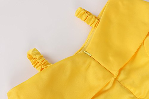 JerrisApparel Princesa Belle Disfraz Niñas Capa de pastel vestido de fiesta (amarillo, 7 años / Tamaño Fabricante: 140)