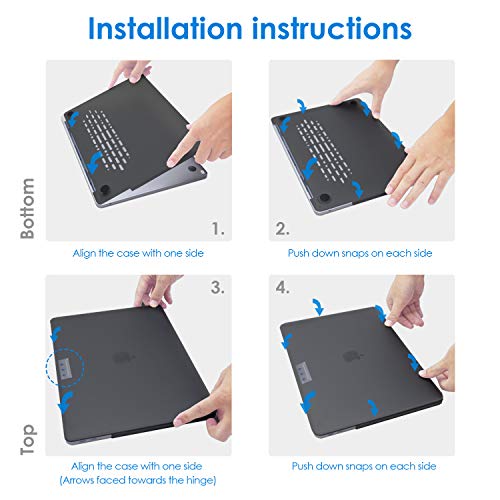 JETech Funda para MacBook Pro 13" 2019/2018/2017/2016 (A2159/A1989/A1706/A1708), Rígida Protecta de la Carcasa, Negro Escarcha