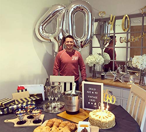 JeVenis 36 PCS Silver Blue 40th Birthday Decorations Artículos de Fiesta 40 Globos de cumpleaños Happy Birthday Balloon 40 Decoraciones de cumpleaños