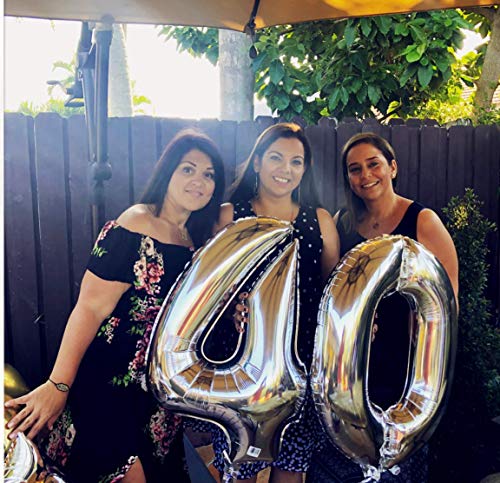 JeVenis 36 PCS Silver Blue 40th Birthday Decorations Artículos de Fiesta 40 Globos de cumpleaños Happy Birthday Balloon 40 Decoraciones de cumpleaños