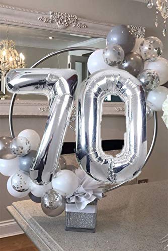 JeVenis 36 PCS Silver Blue 70th Birthday Decorations Artículos de Fiesta 70 Globos de cumpleaños Happy Birthday Balloon Banner 70 Decoraciones de cumpleaños