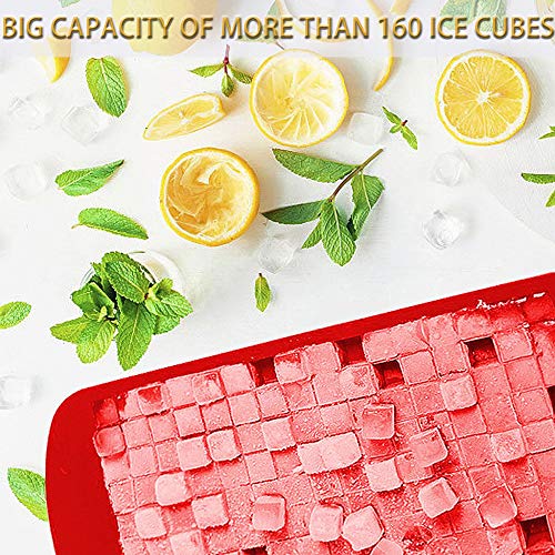 JEZOMONY Mini Bandejas de Cubitos de Hielo de Silicona, Bandejas de Cubitos de Hielo de 160 Rejillas, Pequeños Moldes para Hacer Hielo Picado y Dulces, para Bares, Whisky, Cerveza (Paquete de 3)