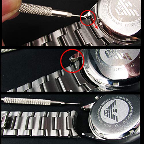 JEZOMONYWatch Band Resorte Barras Enlace Pernos Resorte Barra de Acero Inoxidable removedor reparación Conjunto de Herramientas reparación con 3 Pines Extra para Todo Tipo de Metal Reloj Banda