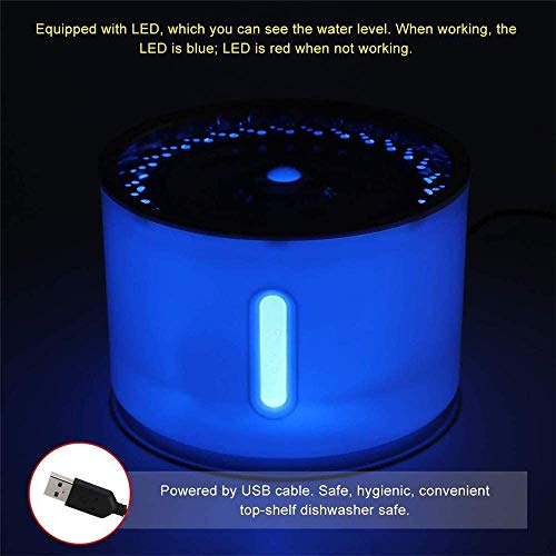 JFUNE Fuente de Agua Potable para Gatos, Fuente de Agua para Mascotas para Perros con Apagado automático de la Bomba de Agua y Ventana de Nivel de Agua con luz LED