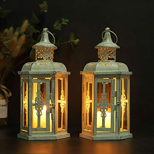 JHY DESIGN - Juego de 2 faroles Decorativos