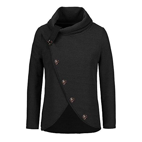 JiaMeng Jerseys De Punto para Mujer Cuello de Tortuga Manga Larga Suelto Prendas de Punto Suéter Irregular Jerséis Collar de la Pila Tops Cálido Otoño Invierno