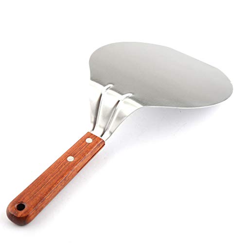 JICCH Pala de Pizza Pala para Pizza de Acero Inoxidable con Mango de Madera Maciza,ecológica,para Tartas y quesos