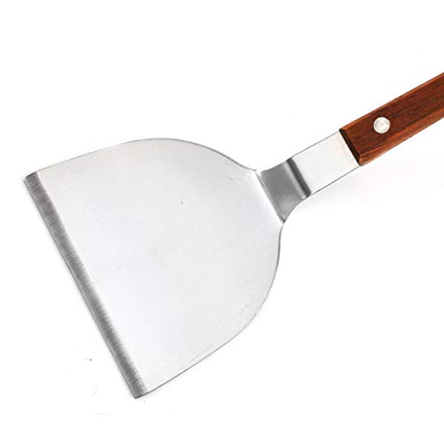 JICCH Pala para Pizza de Acero Inoxidable con Mango de Madera Maciza,ecológica,para Tartas y quesos